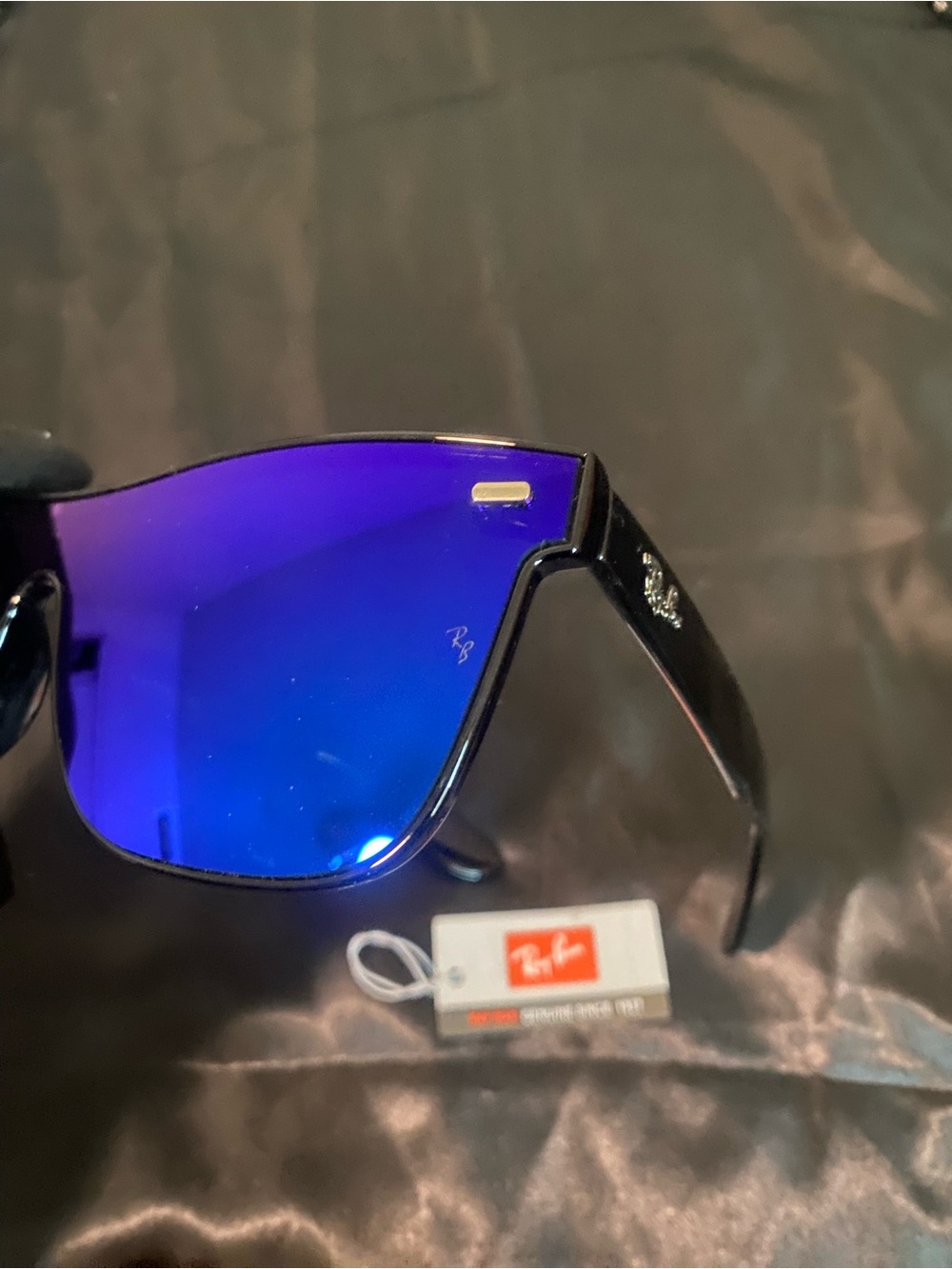 Ray-Ban Men’s Black Frame Sunglasses with Blue-Purple Mirror Lenses - Picture 2 of 5